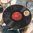 thumbnail image 2 of Retro Record Round Tablecloth, Fitted Table Cover with Elastic for 36"-44" Round Tables, Abstract Vintage Minimalist Art Table Cloth Outdoor Indoor Dinning Party Waterproof Tablecloths, 2 of 7