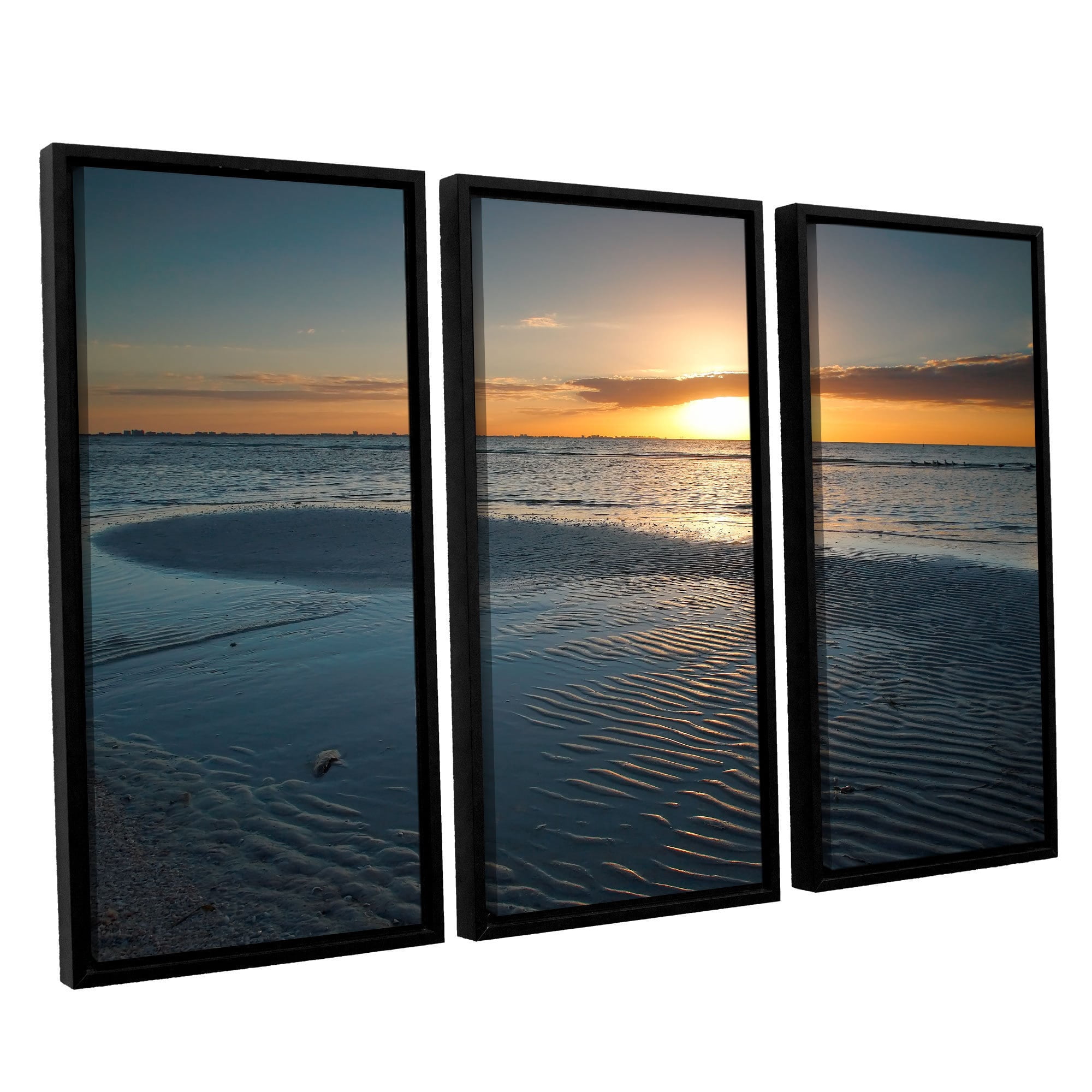 ArtWall Steve Ainsworth "Sanibel Sunrise II" 3-Piece Floater-framed Canvas Set