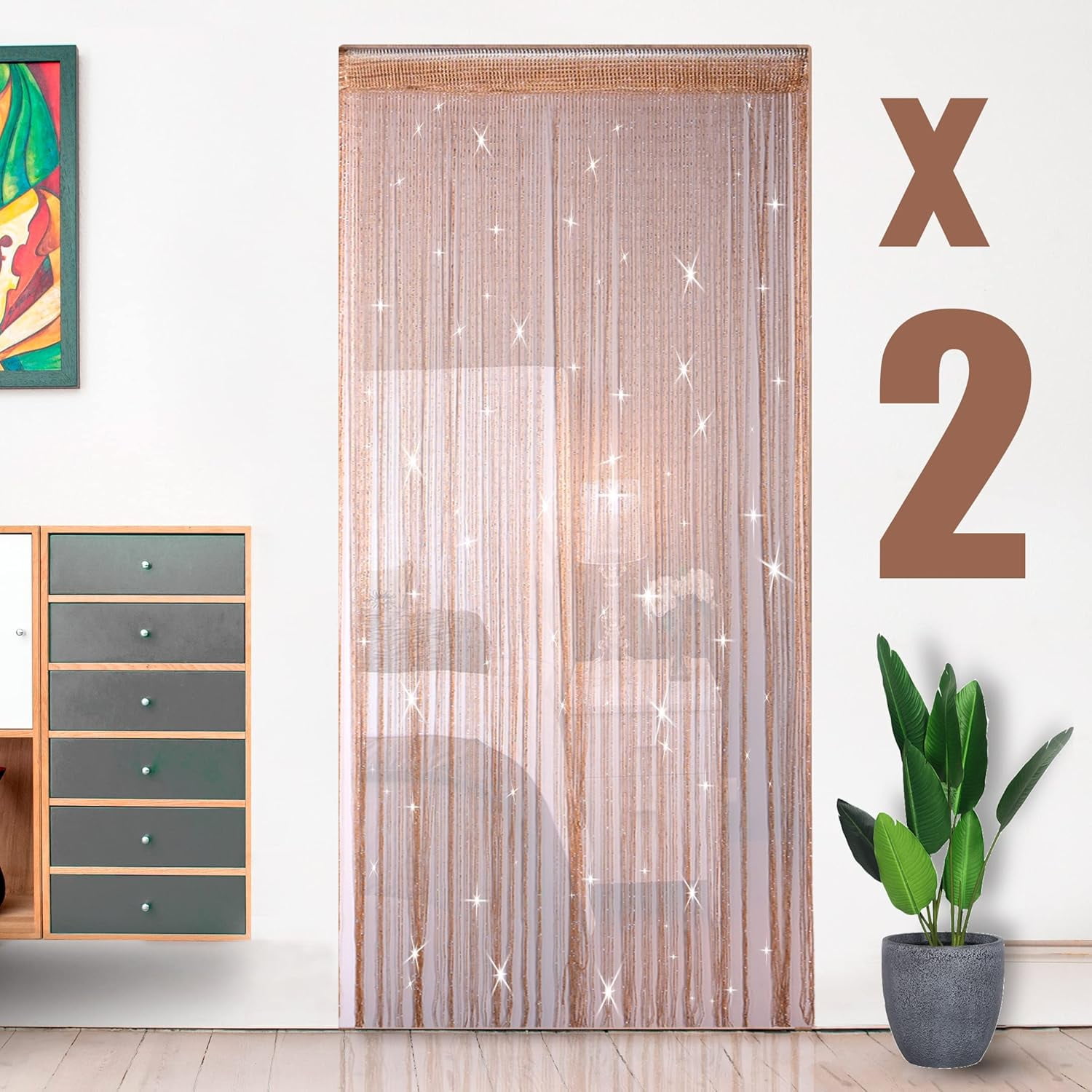 String Curtains Door, Hippie Room Decor Beaded Curtains for Doorway, Closet Curtains, Room Divider Privacy Decor, Boho Home Decoration for Bedroom, Party