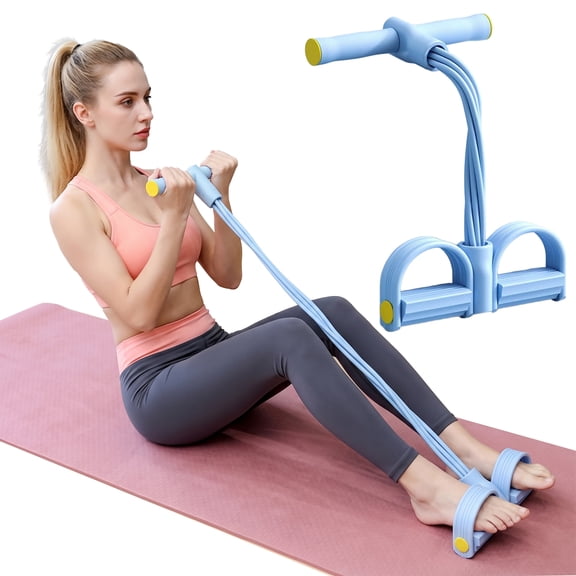 Foot Pedal Resistance Band, 6-Tube Portable Pilates Exercise Equipment for Sit-Ups, Core Training, Abdominal & Full Body Workout