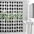 thumbnail image 2 of Eucalyptus Leaf Shower Curtain, Watercolor Country Green Leaf Black White Plaid Waterproof Shower Curtain Set with 12 Hooks Lightweight Bath Curtains Fabric Bathroom Decor 36x72 Inches, 2 of 9