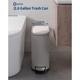 thumbnail image 7 of 2.6 Gallon Bathroom Trash Can, Space-Saving Slim Stainless Steel Step-On Garbage Bin with Soft Close Lid, Removable Inner Bucket for Bathroom & Bedroom,Grey, 7 of 7