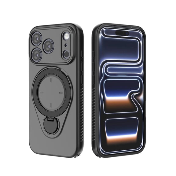 ELEHOLD Magnetic Case for iPhone 17 Pro, Shockproof 360° Rotating Ring Stand Case, Wireless Charging Compatible,Black