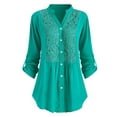 thumbnail image 1 of Daeful Chemises pour Femmes Blouse Boutonnée Travail Manches Longues Hauts Amples Bleu Vert 2TG, 1 of 3