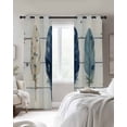 thumbnail image 4 of Blue Beige Feathers Blackout Curtains for Bedroom Living Room Darkening Curtains 54 Inch Long Boho Watercolor Vintage Wood Grain Short Curtain for Small Window Treatment Grommet Drapes 52"x54"x2, 4 of 9