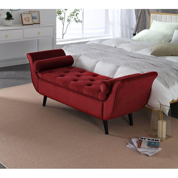 S-HOME Velvet Storage Footstool 65-Inch Length for Versatile Use in Living Room or Bedroom Spaces