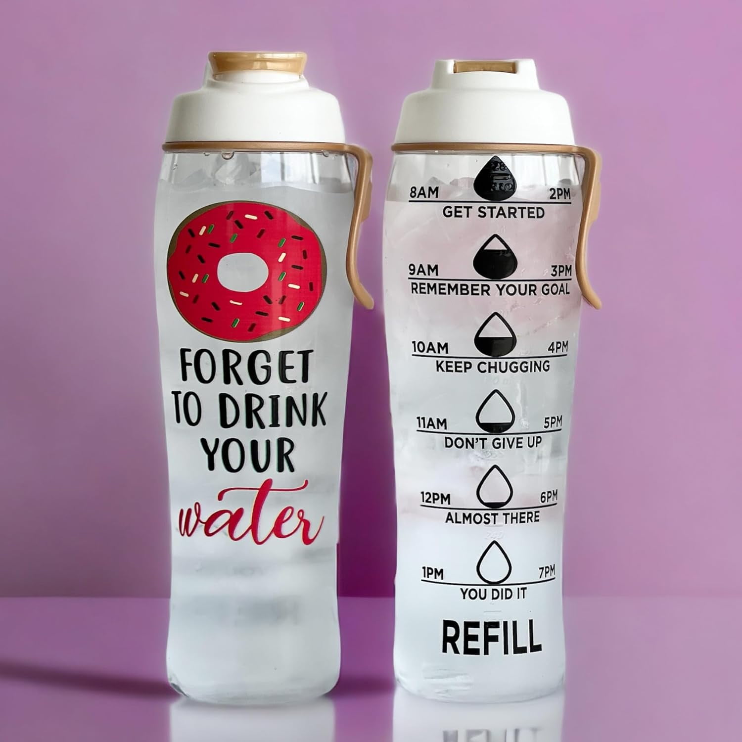 Motivational Water Bottle with Time Markers–Leakproof, BPA Free, Daily  Intake Hourly Water Bottle to…See more Motivational Water Bottle with Time