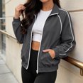thumbnail image 5 of Tqcoqu Women's Stand Collar Full Zip Workout Track Jackets, Lightweight Long Sleeve Sweatshirts,2026 Trendy Fall Coat with Pockets, 5 of 9