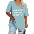 thumbnail image 2 of Aloohaidyvio Plus Size Shirts for Women,Women's Trendy Funny Print T Shirts Summer Soft Basic Tees Short Sleeve V Neck Tunic Tops Loose Dressy Blouse, 2 of 4