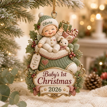 Personalized Acrylic Ornament Baby First Christmas Stocking