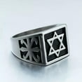 thumbnail image 5 of VIVIDELLE Mens Stainless Steel Six Point Hexagram Star of David Ring Size 7-13-13-Square Design, 5 of 6