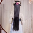 thumbnail image 2 of Extensiones de cabello con clip, piezas de cabello largo y liso, aspecto natural, piezas de cabello sintético, 2 of 7