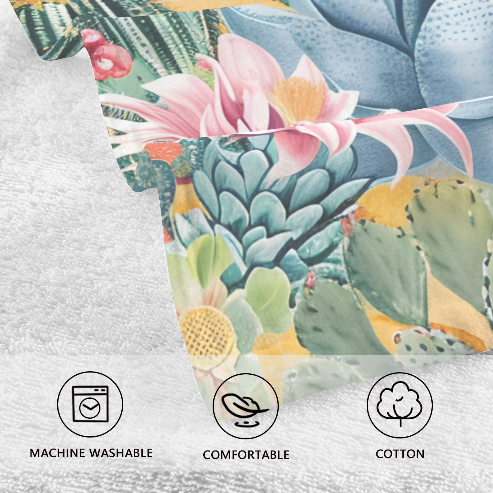 Cactus Hand Towels Cotton Bath Towels Large Face Towels Absorbent for Bathroom 2 Packs