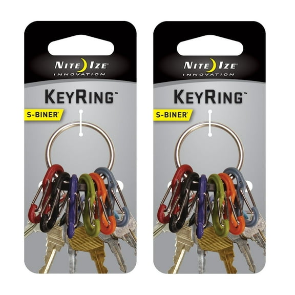 Nite Ize KRG-03-11 Keyring S-Biner, 2 Pack, Multi Color Clip Keychain