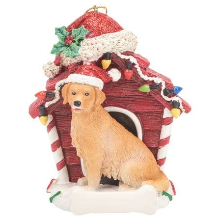 Kurt S. Adler Golden Retriever Holiday Red and Tan 4 Inch Resin Hanging Ornament