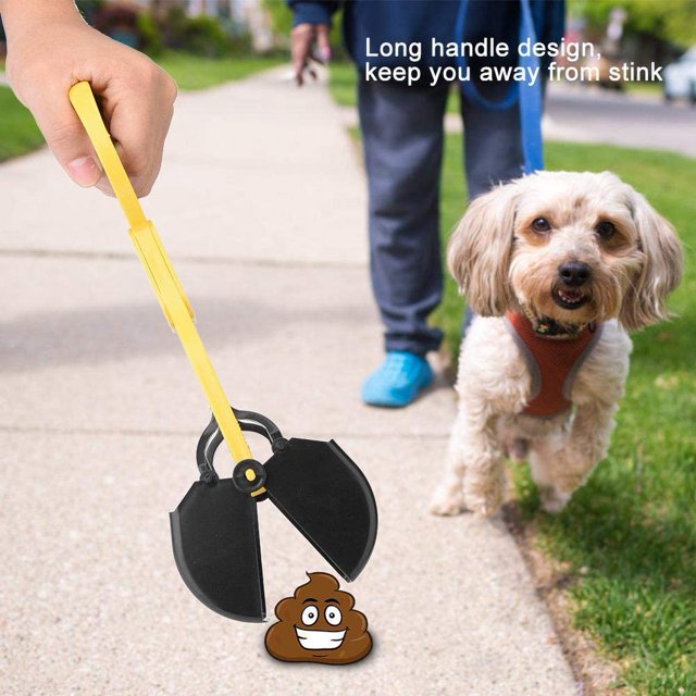 Pala para excrementos de perro, mango largo, pala de basura azul, mandíbula UE