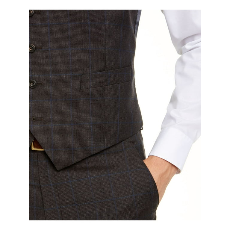 Michael Kors Men s Wool Blend Birdseye Suit Vest Brown Size Medium Walmart