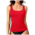 thumbnail image 1 of TOWED22 Womens Tankini Top Only Athletic Swim Top Modest Tankini Swimsuit No Bottom(Red,M), 1 of 5