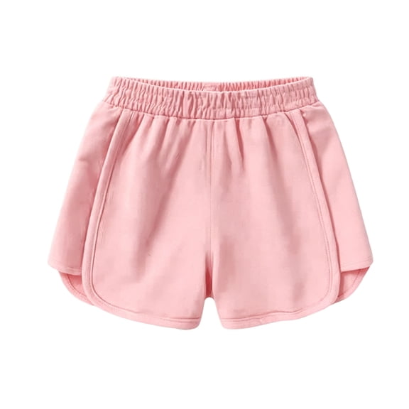 Zpanxa Girls Running Shorts Kids Summer Solid Color Leisure Sports Elastic Waist Shorts Stretchable Pink 9 Years