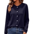 thumbnail image 2 of Cmfcve Knitted Fleece Cardigan for Women Button Up Sweaters Long Sleeve Fall Casual Cropped Cardigan Jackets Warm Outerwear Tops, 2 of 7