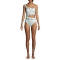 thumbnail image 1 of Peony Printed Ruffled Cutout One Piece Swimsuit, White, 4, 1 of 3