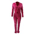 thumbnail image 2 of Honganda Slim Pleated Zipper Hooded Top and Pants Two-piece Suit, 2 of 6