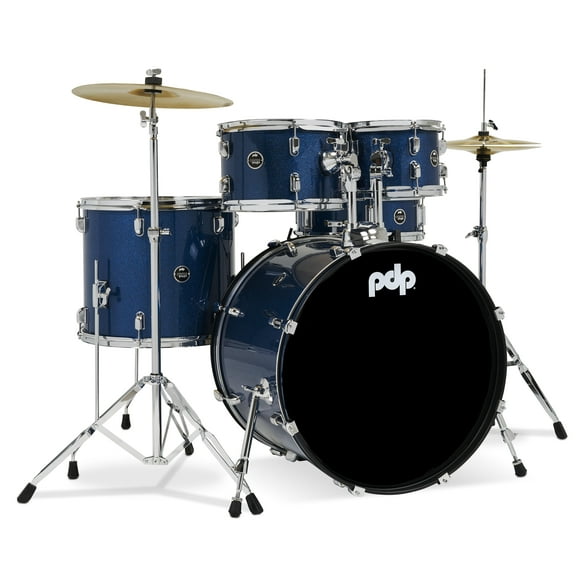 PDP PDCE2215KTRB Center Stage Complete Drum Set with Cymbals Throne, Royal Blue Sparkle