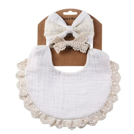 

Cotton Anti-spitting Feeding Supplies Newborn Baby Headband Double Side Bibs Saliva Towel Burp Cloths WHITE