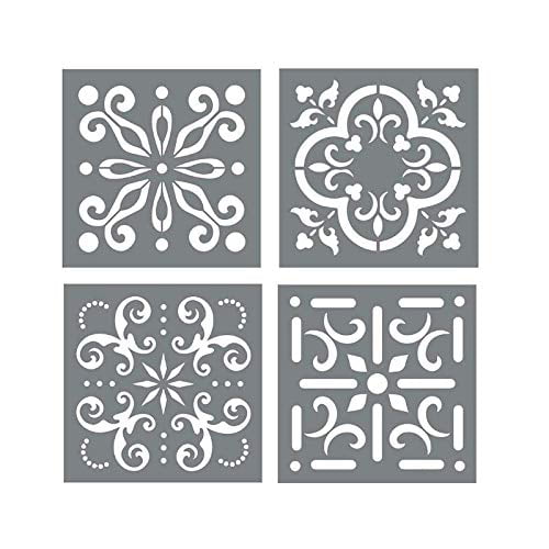 Makely Mexican Tile Stencil Set Pack, Mexican Pattern Vinyl Flooring