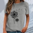 thumbnail image 2 of Summer Casual T Shirts for Women Dandelion Print Breathable Tee Crewneck Short Sleeve Ladies Top Grey XXL, 2 of 5