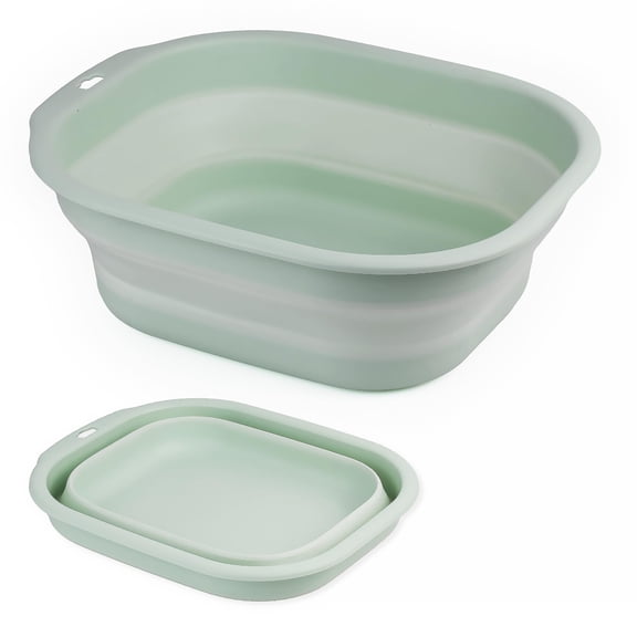 2 Pack Collapsible Wash Basin Set, Foldable Portable Plastic Basin Small & Medium Dual Sizes for Laundry Travel Camping