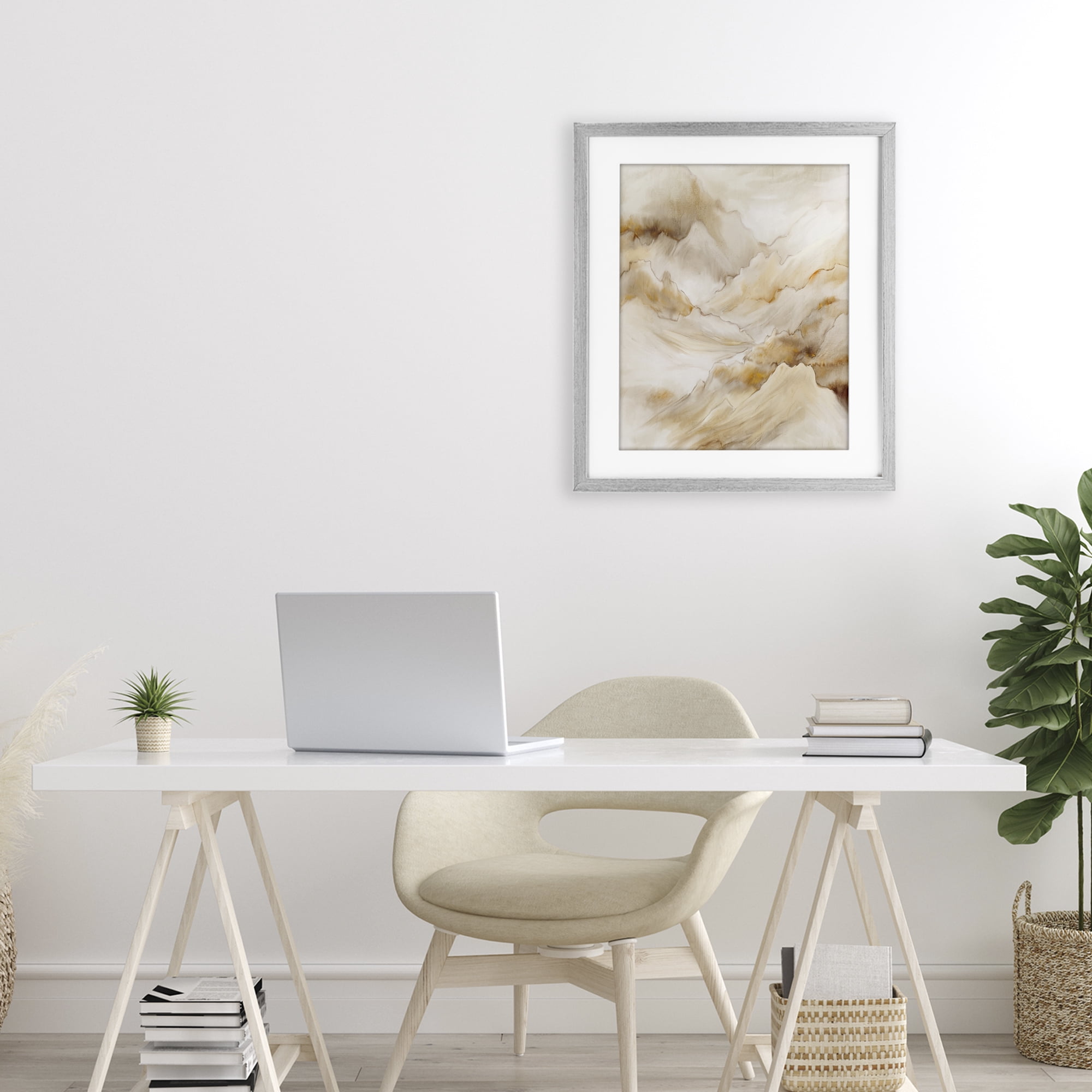 Stupell Industries Neutral Land Flow Gray Framed Print Under Glass, design by Kim Allen