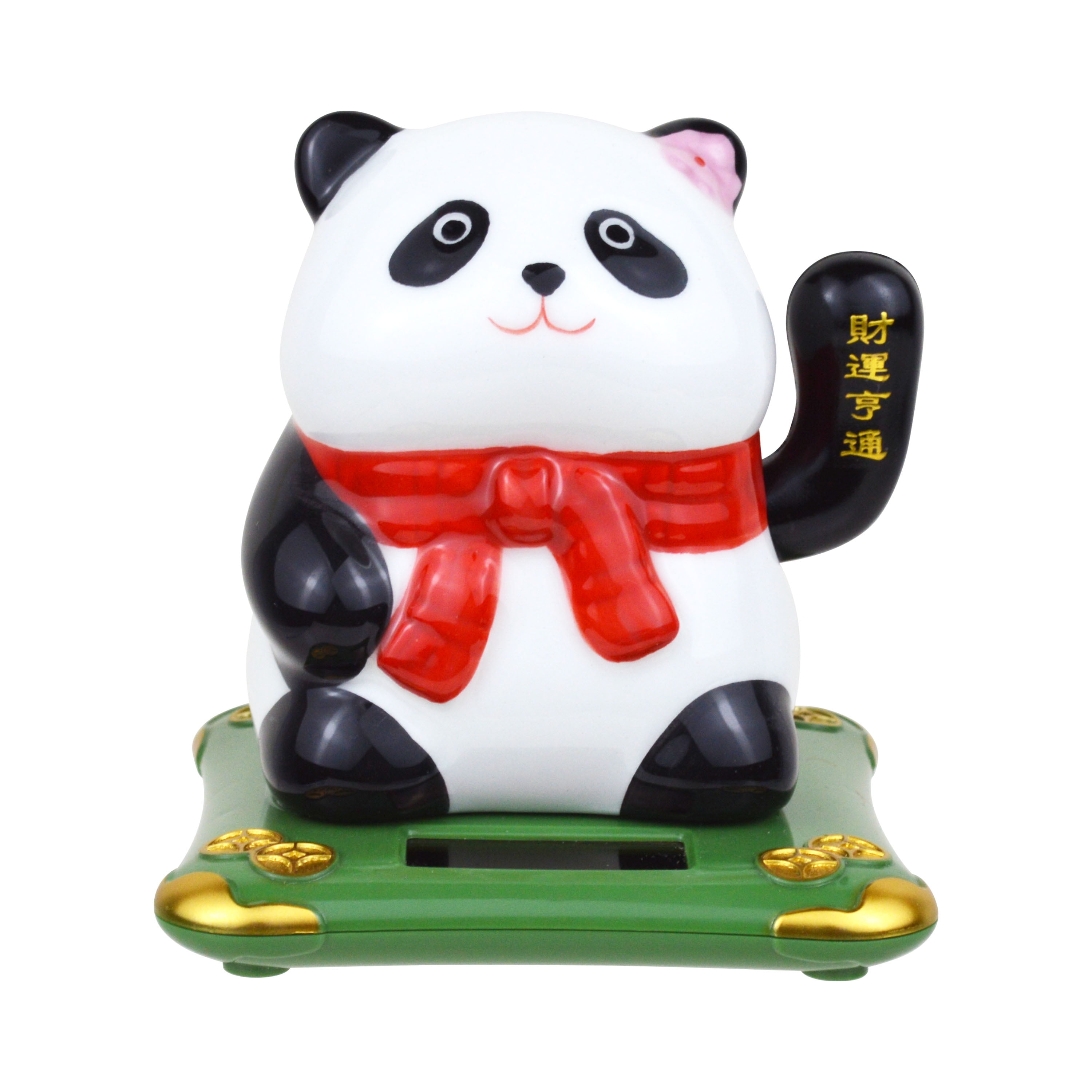 Lunar New Year Multi Color Ceramic Solar Panda, 1 Piece, 3.75 x 3.875 x 4 inches, Decoration, Way To Celebrate