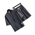 thumbnail image 2 of Camiseta corta para hombre, traje de pantalones, camiseta corta texturizada respetuosa con la piel a la moda, traje de pantalones deportivos para la escuela, 2 of 8