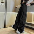 thumbnail image 4 of Kids Cargo Pants 5-16 Years, Boys Girls Loose Fit Joggers with Multiple Pockets, Elastic Waist Casual Pants for School and Playground Black 160, 4 of 7