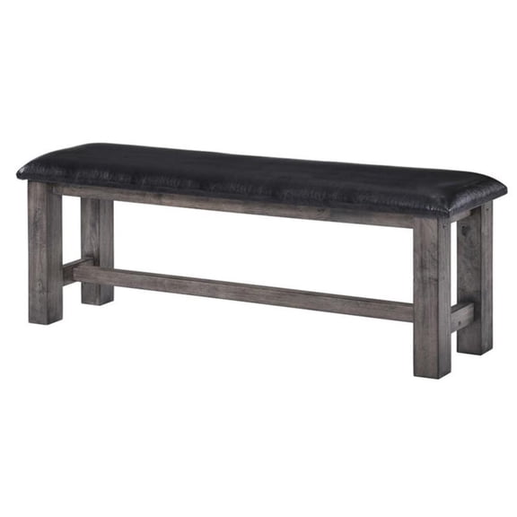 Picket House Furnishings Grayson Faux Leather Dining Bench in Gray Oak