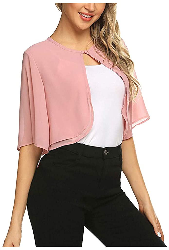 Women's Short Sleeve Solid Color Shrug 