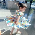 thumbnail image 5 of Toddler Baby Girl Kids Rainbow Party Princess Dress Puff Sleeve Sundress Clothes, 5 of 8