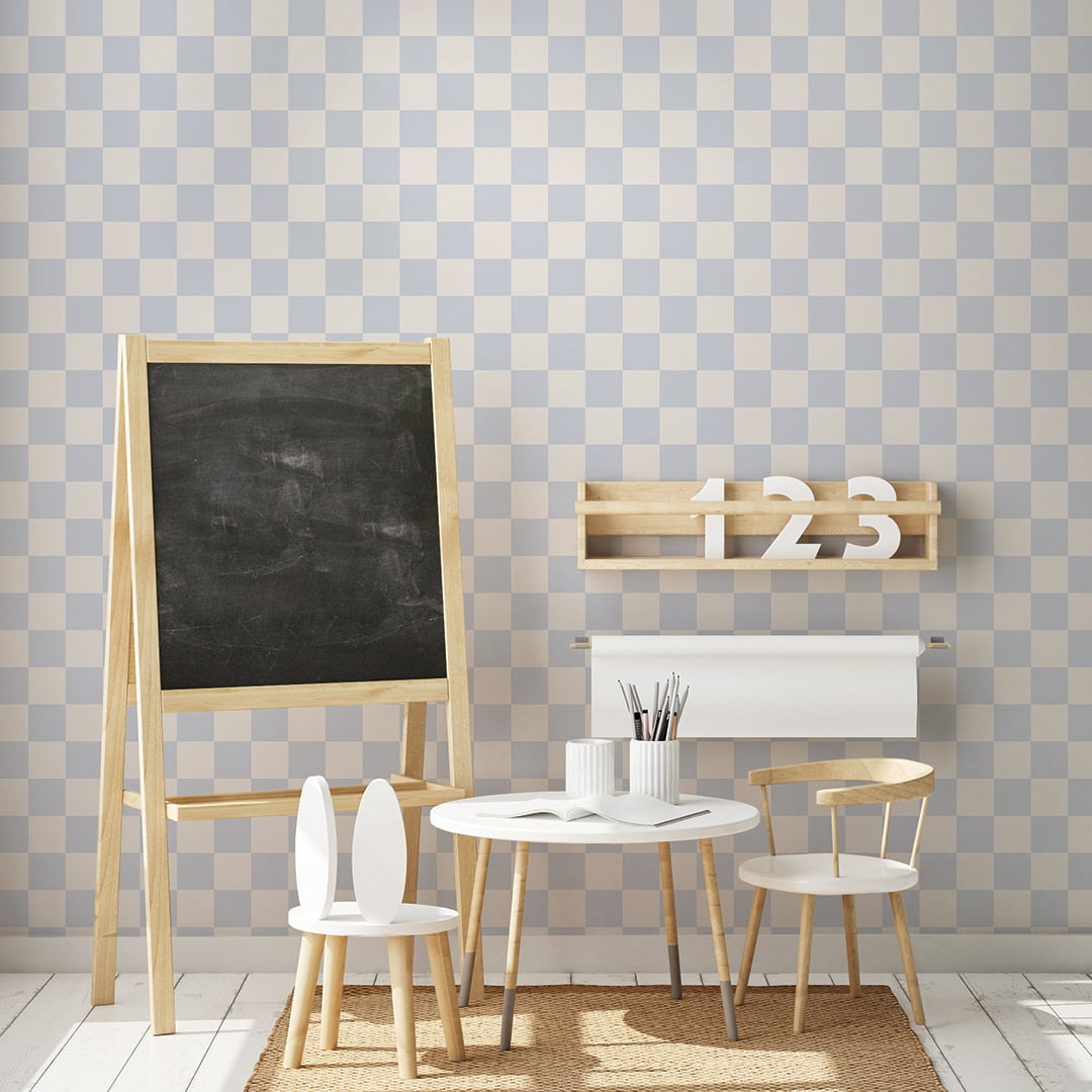 Tempaper Checkmate Periwinkle Peel and Stick Wallpaper, 20.5" x 16.5'