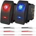 thumbnail image 1 of 2pcs DC 20A/12V 10A/24V SPST LED Illuminated Rocker Switch, Waterproof 5-Pin On/Off with Jumper Wires Set for UTVs, Cars, Trucks, RVs, Boats, Motorcyc, 1 of 5