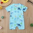 thumbnail image 2 of Toddler Swimsuit Boy Toddler Baby Boys Sea Animal Print Short Sleeve Cartoon Prints One Piece Swimwear Beach Swimsuit Toddler Swimsuit Light Blue 2 Years-3 Years, 2 of 7