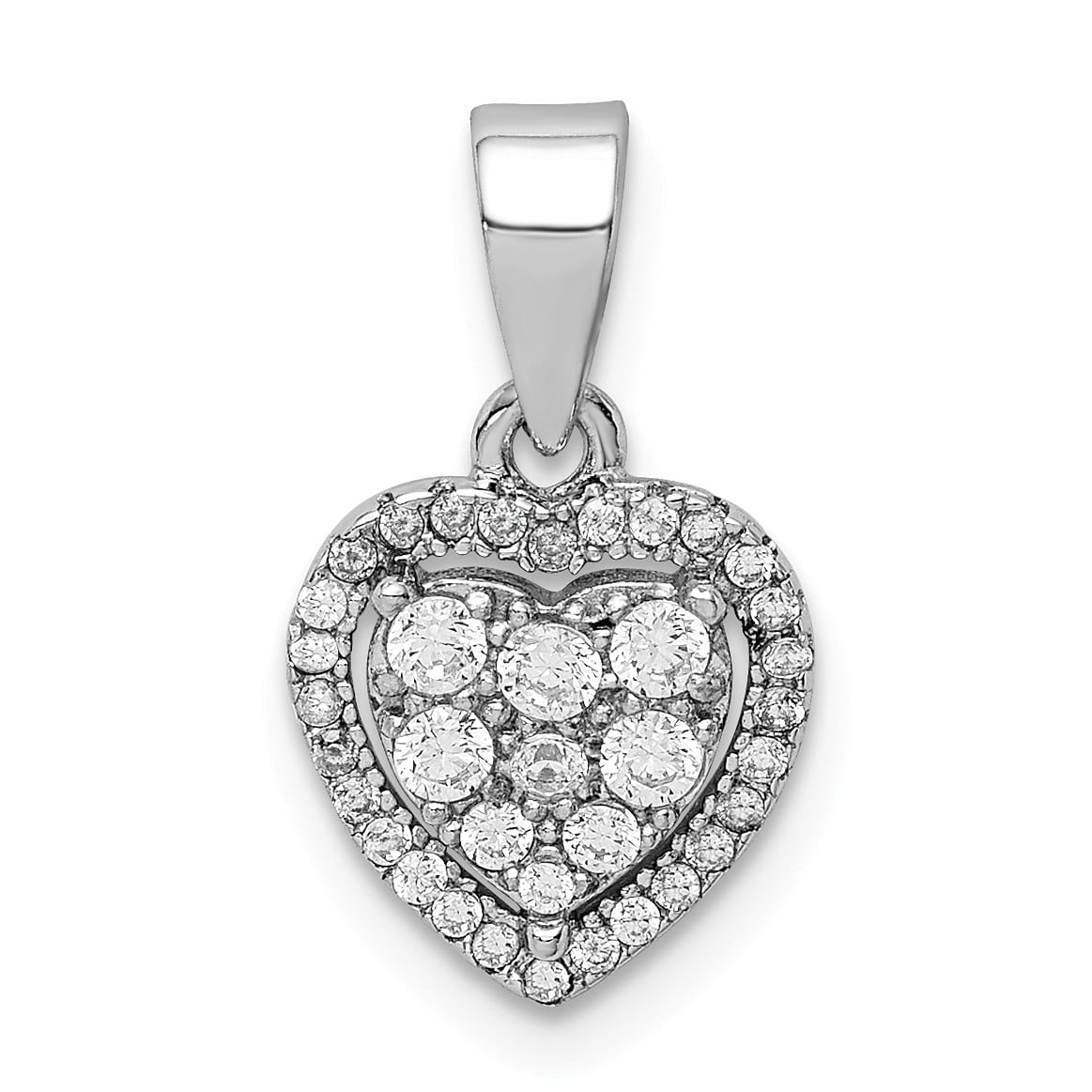 Bonyak Jewelry - Sterling Silver Rhodium-plated Pave CZ Heart Pendant ...