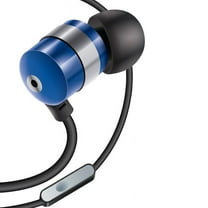 GOgroove Earbud Headphones with Microphone, Deep Bass, & Comfortable Ear Gel Tips (Blue)