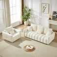 thumbnail image 5 of Muumblus Pure 2 Pieces Living Room Furniture Set, Single Sofa Chair and 3-Seater Sofa, Beige Teddy, 5 of 8