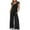 Black, variant on Kmdttou Sweatsuits Active Jogging for Womens Fashion Summer Solid Casual V Neck Sleeveless Belted High Waist Long Pants Rompers on Clearance!