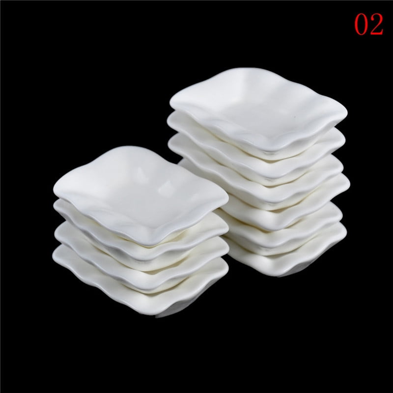 10pcs Dollhouse Miniature Resin Trays Plates Doll Mini Food Dishes Tableware  Kq 