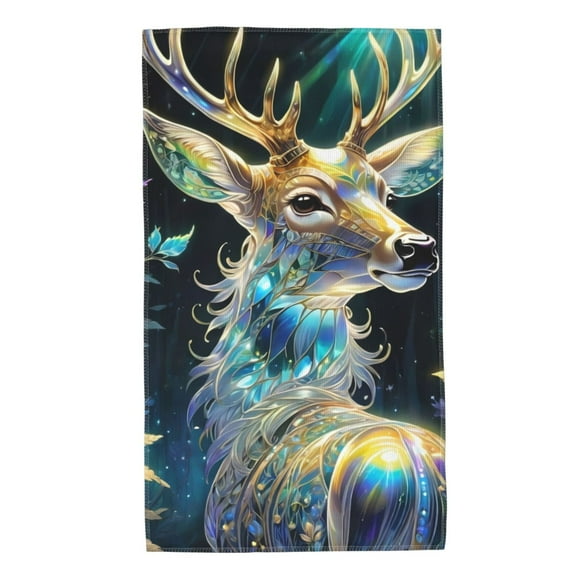 Balery Colorful Stained Glass Deer Toalla de Microfibra Premium con Estampado – 27.5x16 pulgadas, Alta Absorción, Suave y Aterciopelada, Secado Rápido