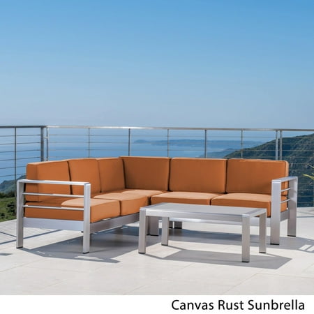 - Christopher Knight Home Cape Coral Outdoor Aluminum 4-piece Sofa Set with Cushions (Optional Sunbrella) by