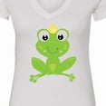 thumbnail image 4 of Inktastic Cute Frog, Green Frog, Crown, Frog Prince Women's V-Neck T-Shirt, 4 of 5