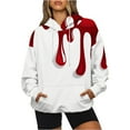 thumbnail image 4 of Women Plus Size Hoodies Loose Tie-Dye Printing Hooded V-neck Pocket Long Sleeve Sweatshir, 4 of 7